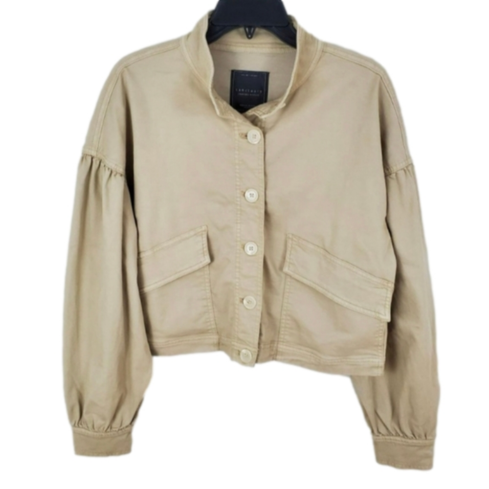 Sanctuary Cassidy Jacket Beige Tan Sandstone Button Up Mock Collar Size M